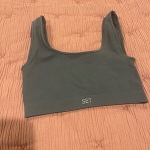 SET Active Gray Ribbed Sports Bra